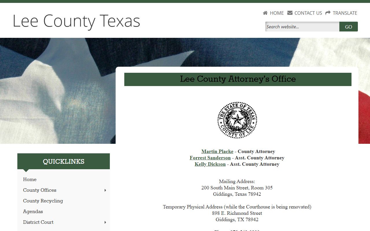 Lee County Attorney prosecution page for court records after arrest