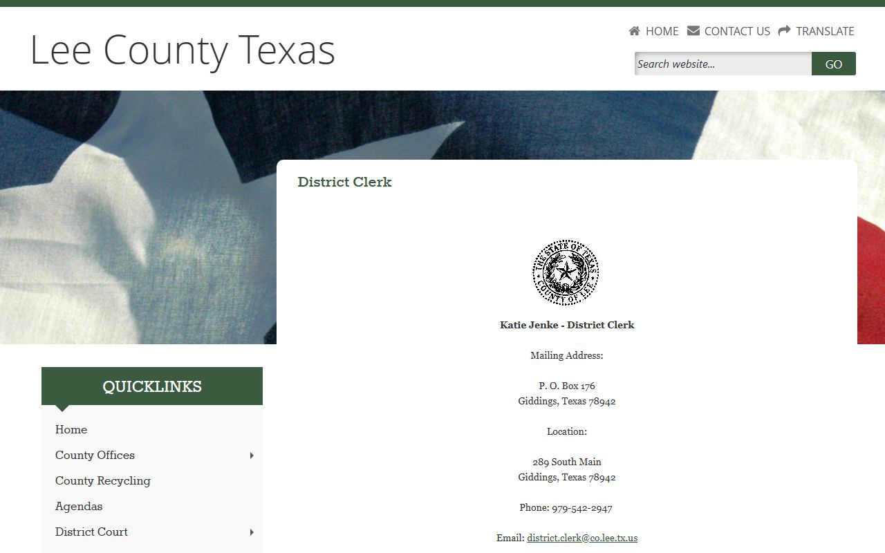 Lee County District Clerk criminal docket links for court records after jail arrest